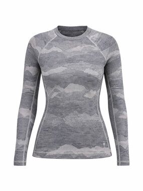 Smartwool Merino Wool Base Layer Top Gray Camo Fitted Thermal Outdoor Small